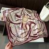 Spring/Summer Chain Graphics Print Neck Scarf Outdoor Decoration Wraps for Women Breathable 70*70cm Imitation Silk Square Scarf