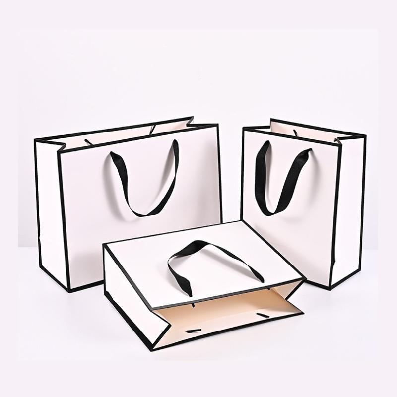 Golden Border Tote Pouches Paper Bag with Handle DIY Crafts Clothing Gift Box Sacks Black Border Birthday Christmas Wedding and Bridesmaid Gift Bags