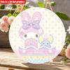 Sanrio 2D Flat 20*20cm 1pc Pink Cute My Melody&mouse Patterns Wall Hanging Ornament, Ideal Round Wooden Gift for Cartoon Melody Character Enthusiast