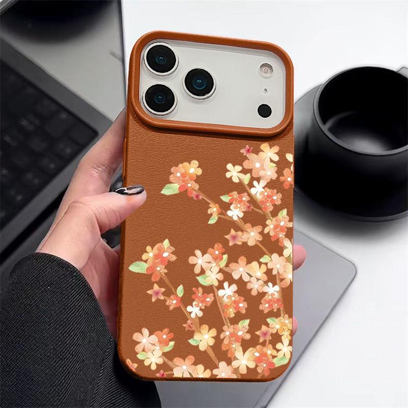 Чехол с цветочным узором «Цветы апельсина» для iPhone 17 Pro Max Funda iPhone 16 Pro Max 15 14 13 12 11 Air 16E Силиконовая накладка с текстурой кожи