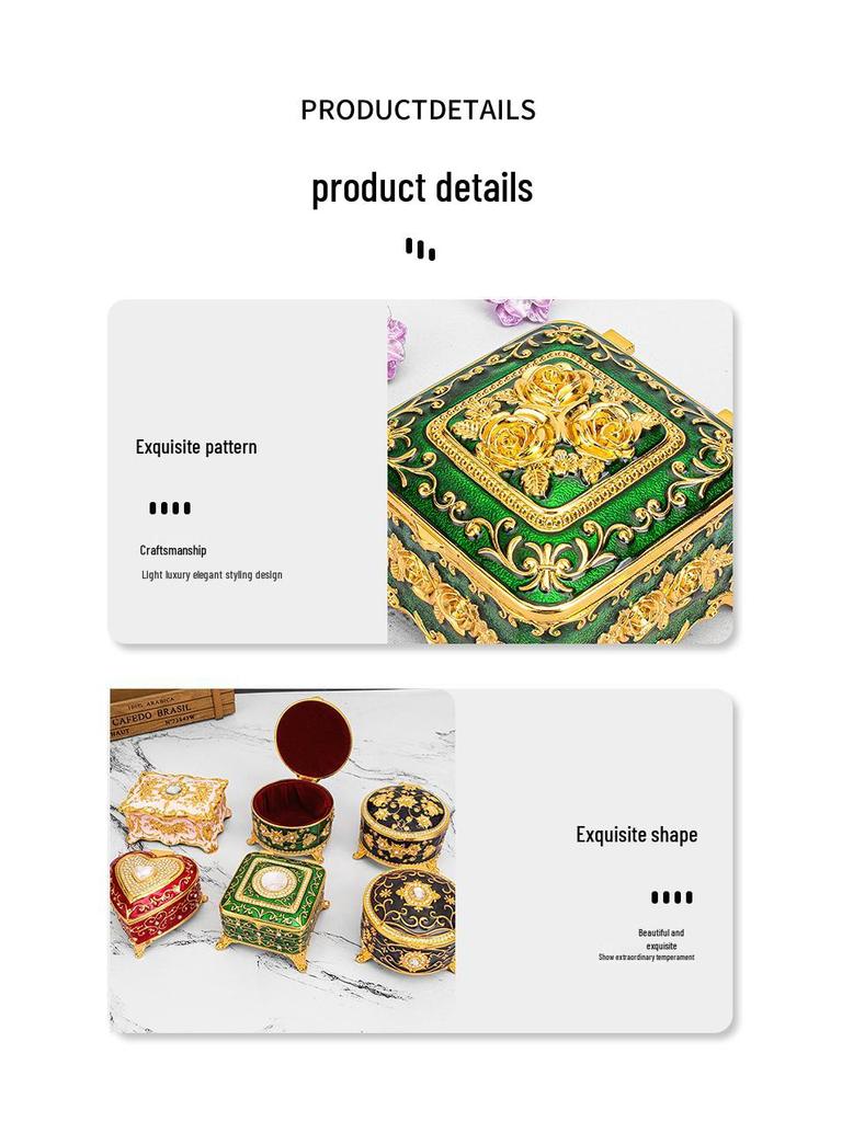 European Retro Luxury Princess Enamel Jewelry Box - Exquisite Metal Necklace Storage Box