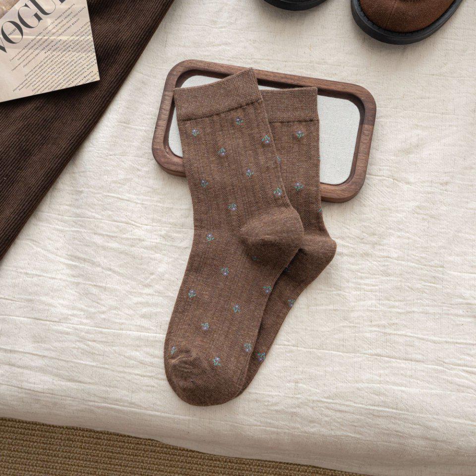 Осенне-зимние ретро цветочные преппи женские гольфы до середины икры