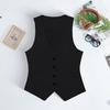 Women's Vest Top V Neck Single Breasted Sleeveless Coat Casual Waistcoat