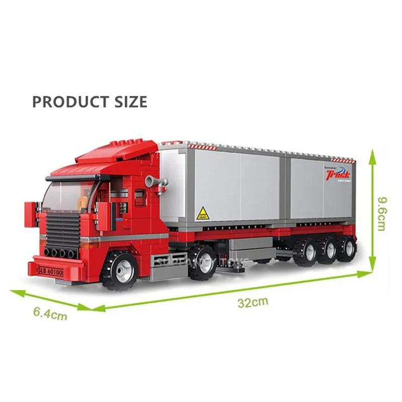 345PCS City Double Container Freight Car Building Blocks Transport Truck Car Model Bricks Sets Educational DIY Toys For Kids