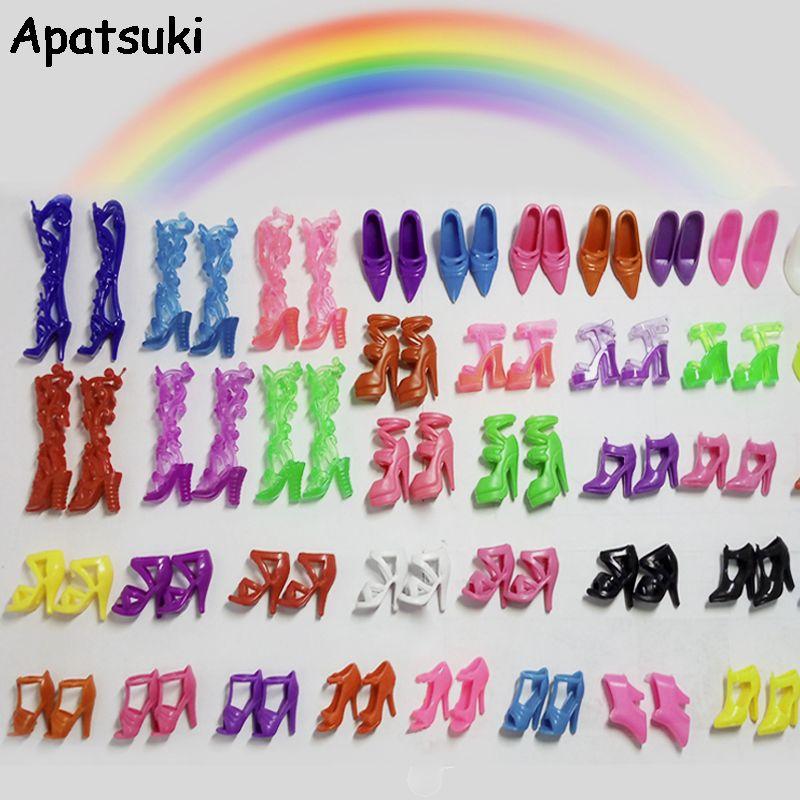 40 пар/лот, аксессуары для кукол, модный микс, ассорти, кукольная обувь, различные стили, сандалии на каблуке для кукол Барби, 1/6 куклы BJD