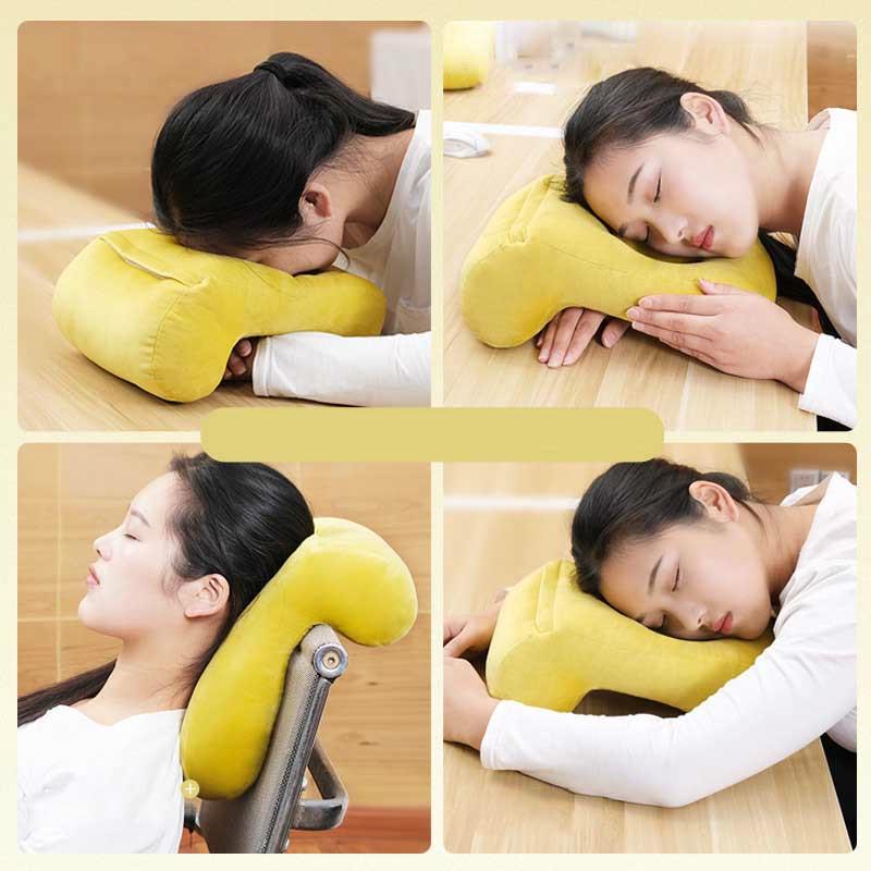 2019 New Multifunctional Nap Pillow Sleepy Pillow Portable Hollow Plush Solid Color Pillow