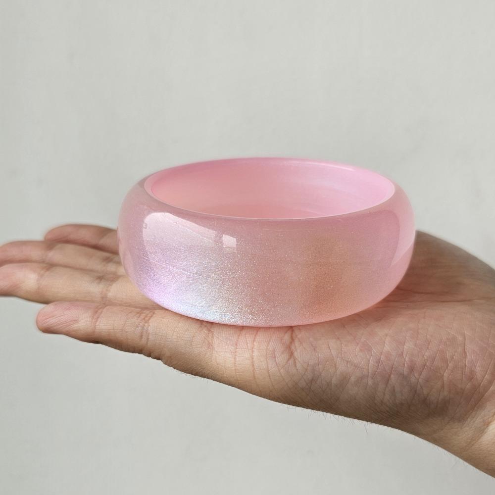 Shiny Glitter Acrylic Bangle Europe American Style Retro  Hand Ring Jelly Color Wide Bracelet  Gift