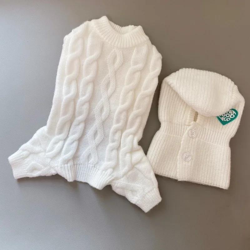 Зимняя одежда для собак Вязаная одежда для питомцев и шапка Для маленьких средних собак Чихуахуа Щенок Свитер для питомца Йоркширский Чистокровный Свитер для собаки