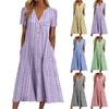 Summer Dress For Women 2023 Casual Printed V-Neck Short-Sleeve Beach Swing Dress