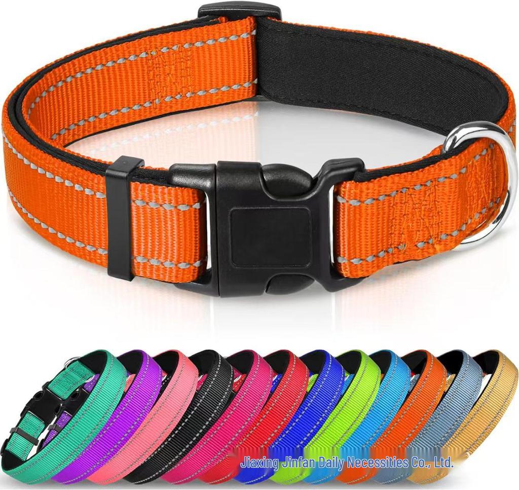 Adjustable Reflective Breathable Nylon Dog Collar and Leash Set - Medium Size