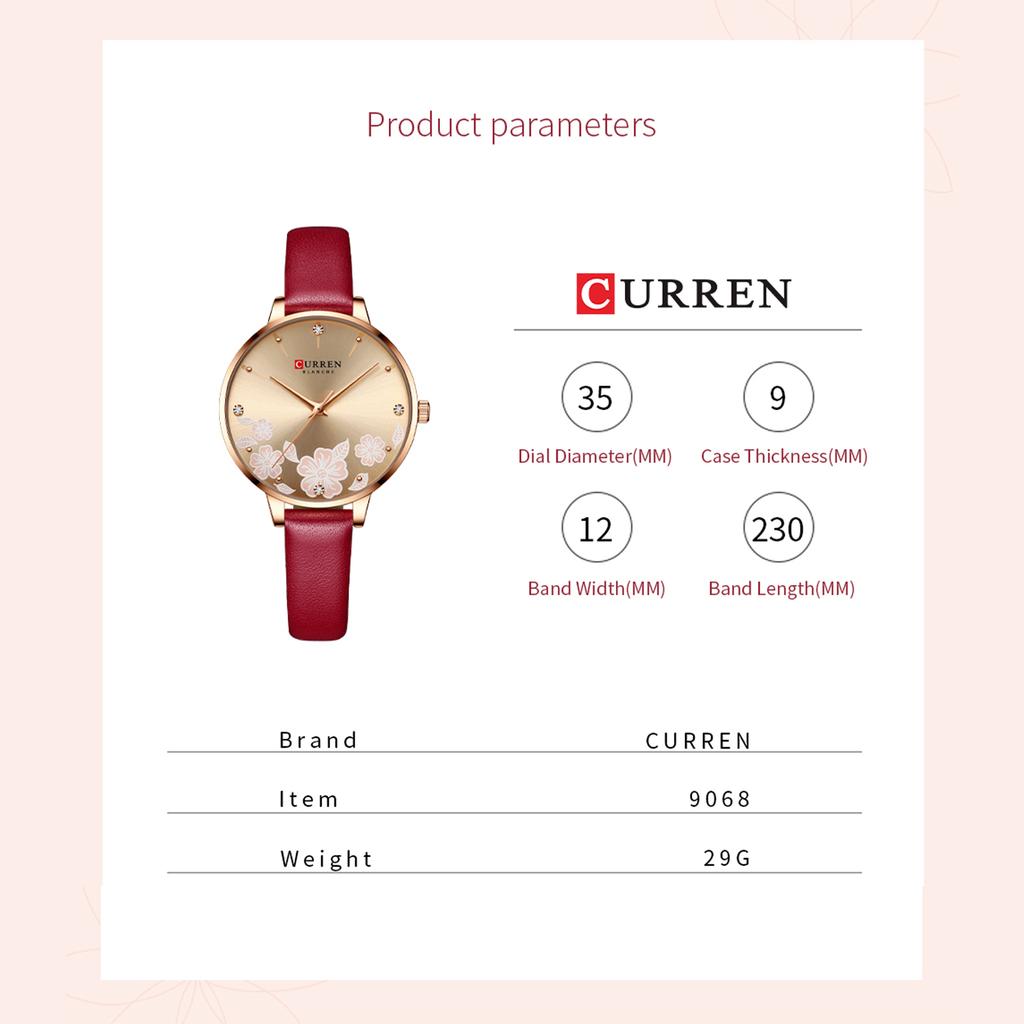 Женские кварцевые часы CURREN, женские модные аналоговые наручные часы, водонепроницаемые женские часы 3ATM с