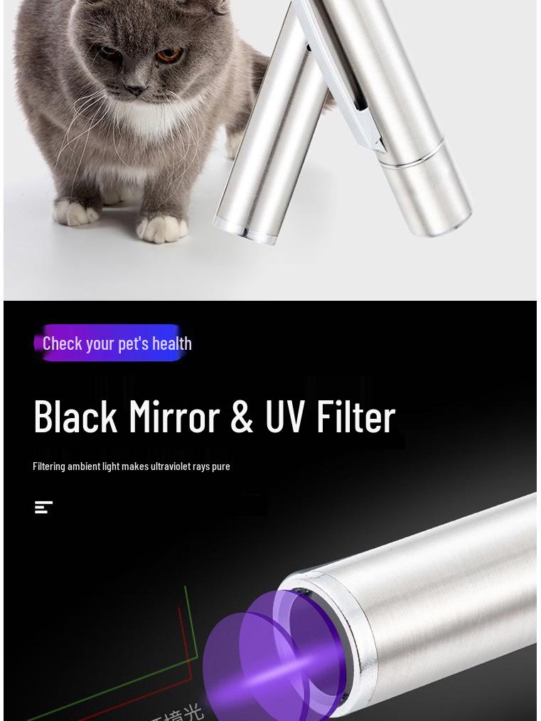 Wood's Lamp UV Flashlight for Cat Ringworm Detection with USB Charging, Fungal Fluorescence, and Money Verification