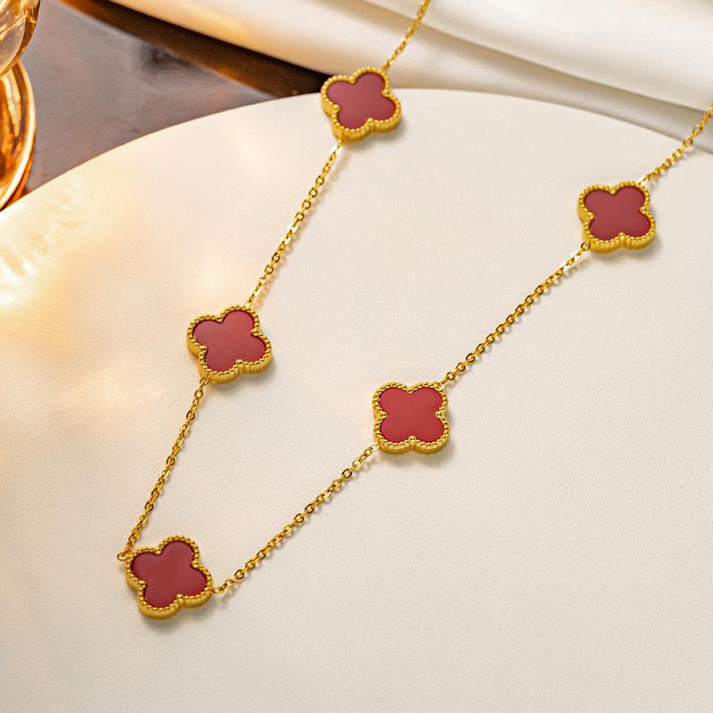 13MM Titanium Steel 5 Flowers Necklace Fashion Titanium Steel Four Leaf Clover Ladies Necklace