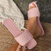 Fashion Women's Slippers Summer Selling Sexy Braided Red Square Toe Flat Flip-Flops Fashion Beach Mules Casual Indoor Home Slippers