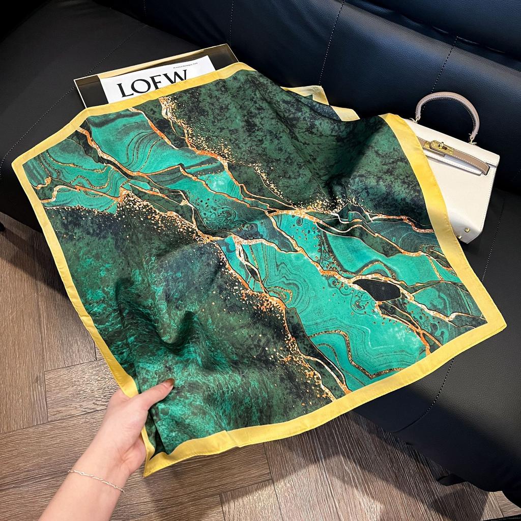 Геометрический колор-блок квадратный шарф из искусственного шелка женский атласный платок шаль обертывание хиджаб женская повязка для волос роскошная головная косынка эшарп