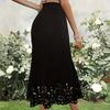 Женская летняя элегантная трикотажная длинная юбка длиной до половины тела с запахом на бедре и полым рыбьим хвостом