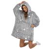 Wearable Blanket Hoodie Long Sleeve Oversized with Pocket Grey Five-pointed Star Luminous Lazy Blanket Sherpa Cashmere Blanket Leisure Hooded Sweater