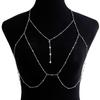 Cross Chest Breast Belly Body Chain Necklace For Women Girls Bra Wedding Sexy Ball Body Jewelry Prom Party Deco Accessories