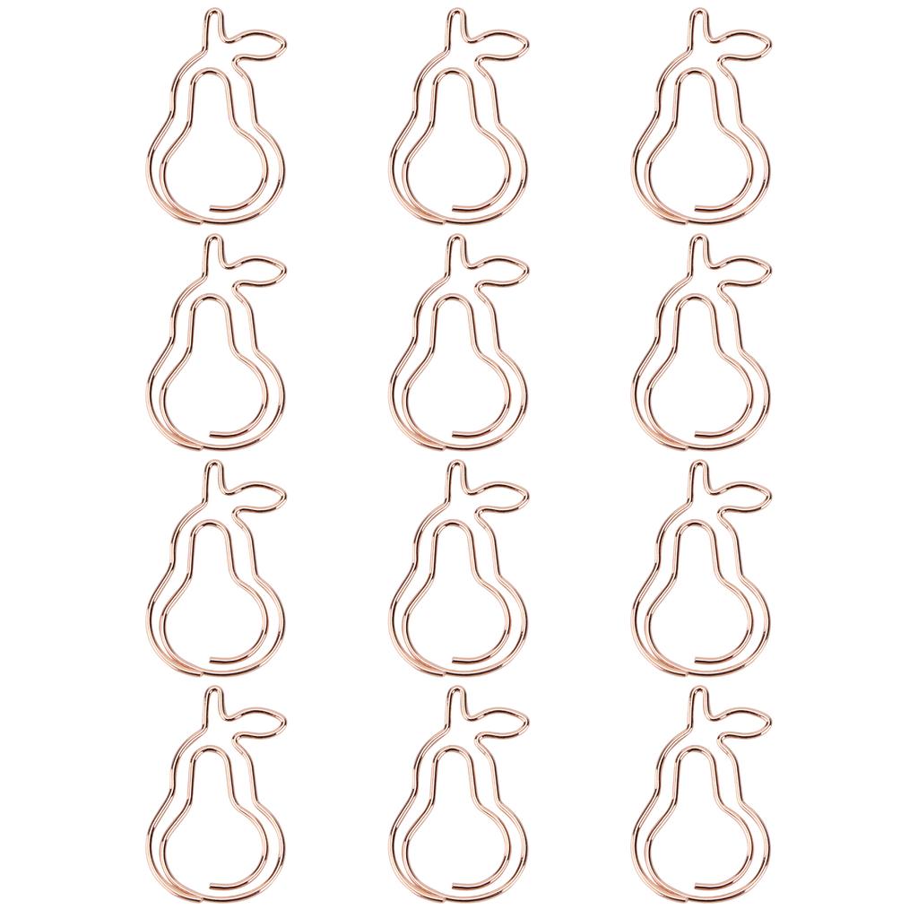 12pcs Professional Cute Pear Shaped Paper Clip Document Organizing Paper Clip (Rose Gold)