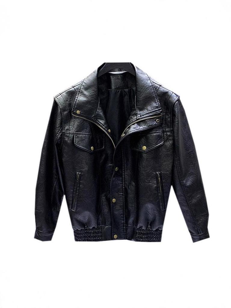 Мужская модная осенне-зимняя кожаная мотоциклетная куртка в корейском стиле - Красивая, крутая и молодежная верхняя одежда
