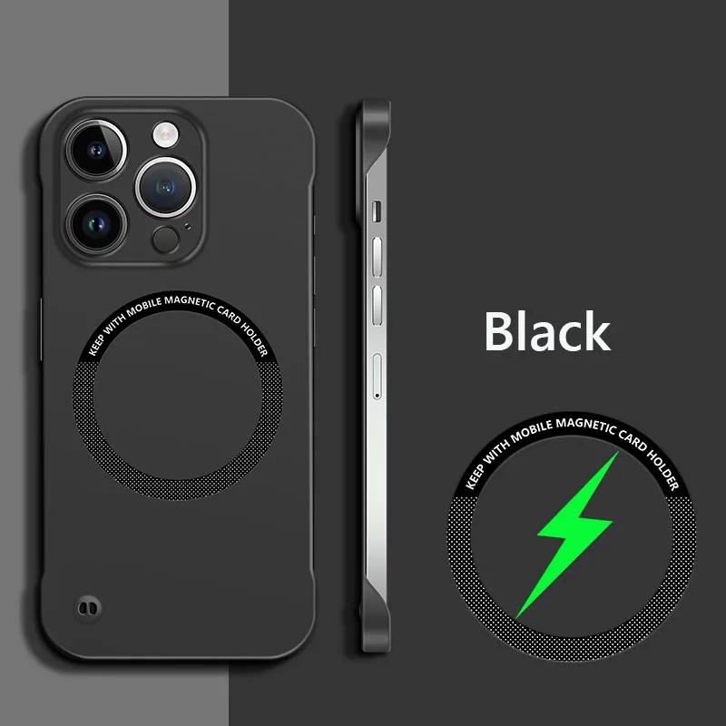 Безрамный магнитный чехол Magsafe Slim для iPhone 16 13 12 15 Pro Plus Max X XS Max XR с беспроводной зарядкой, твердый задний чехол