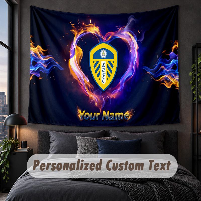 Custom Name Text Tapestry,Leeds United Decorative Wall Hanging, Background Tapestry For Home Bedroom