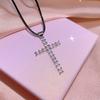 Fashion Women's Necklace Micro Set Zircon Cross Ins Plated 18k Gold Pendant with Box Chain Trend