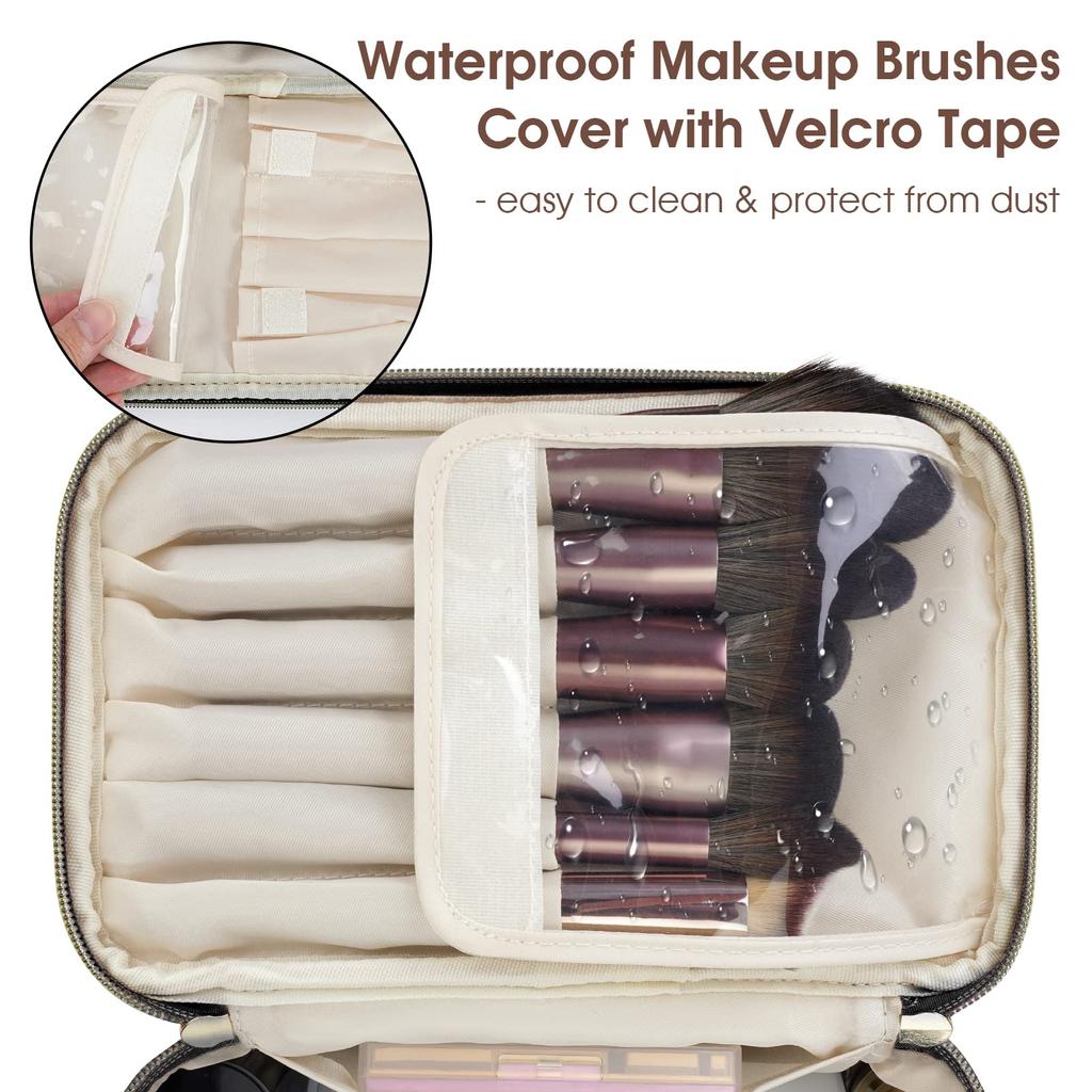 Makeup Bag, Travel Make Up Organizer Cosmetic Brush Bags Case for Women In Eco Vegan Leather, For Women Makeup Bag for Girls