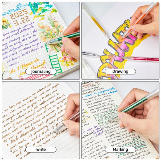 Набор гелевых ручек с блестками, яркие сверкающие чернила, маркеры для письма, рисования дудлов, неоновые хайлайтеры нажимного типа для ведения дневника, скрапбукинга и художественных проектов