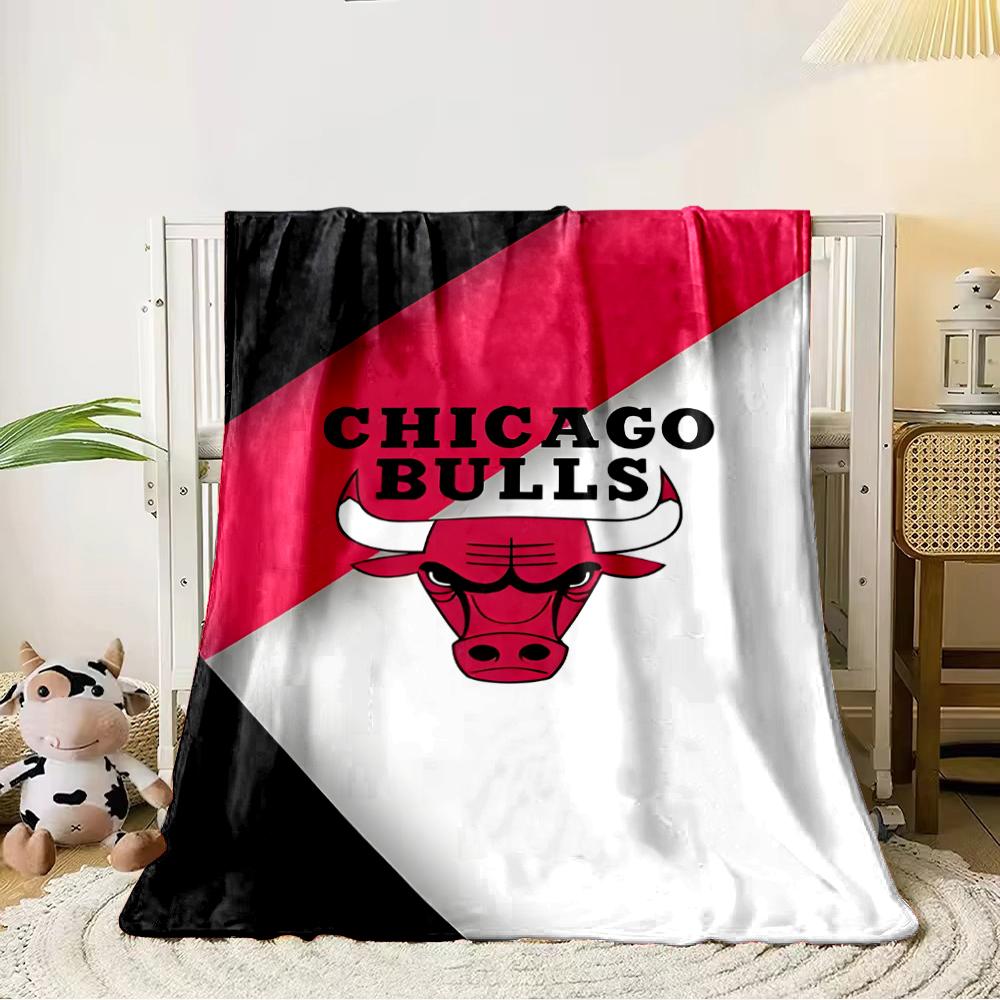 Chicago Bulls Logo Red and White Design Flannel blanket for bedroom, living room, sofa, and nap sofas.