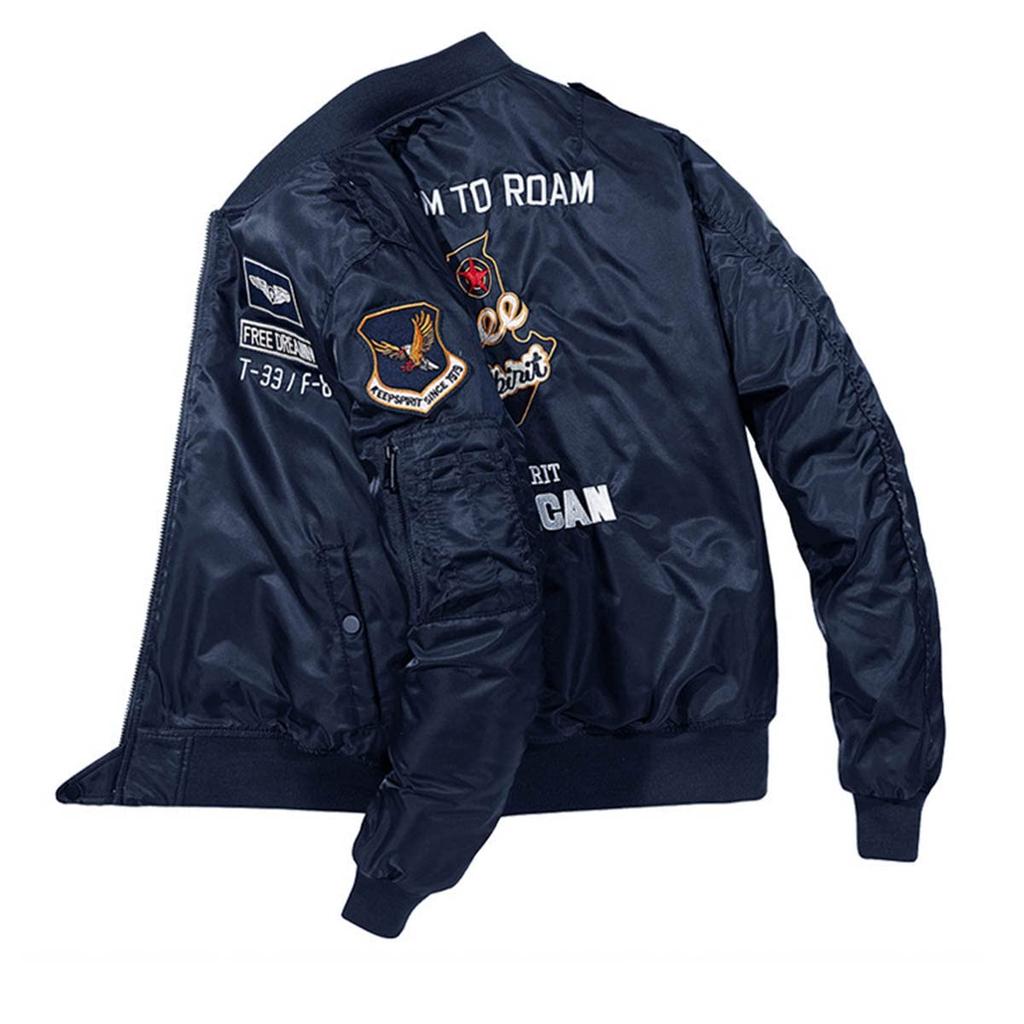 [ANGELCITY] Куртка MA-1 Мужская Двусторонняя Куртка-бомбер Стеганая куртка MA-1 Блузон Летная куртка Военная куртка L176 (Черный, 3XL)