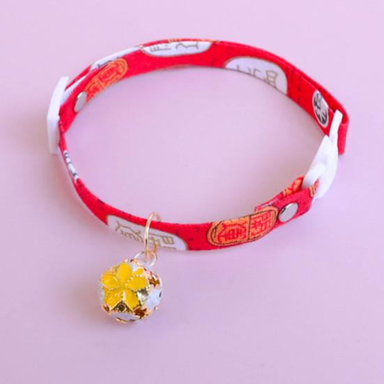 Ошейник для домашних животных в японском стиле, регулируемый отрывной ошейник для домашних животных, кошек, собак с колокольчиком