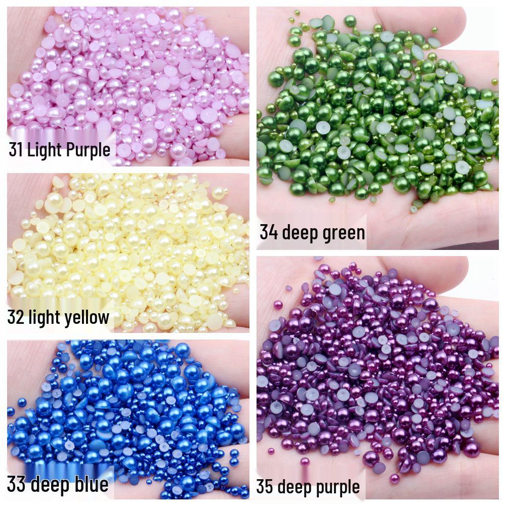 8mm Flat-Bottom Half-Round Imitation Pearls Beads, 100-Pack - DIY Rhinestone Mobile Case Accessories