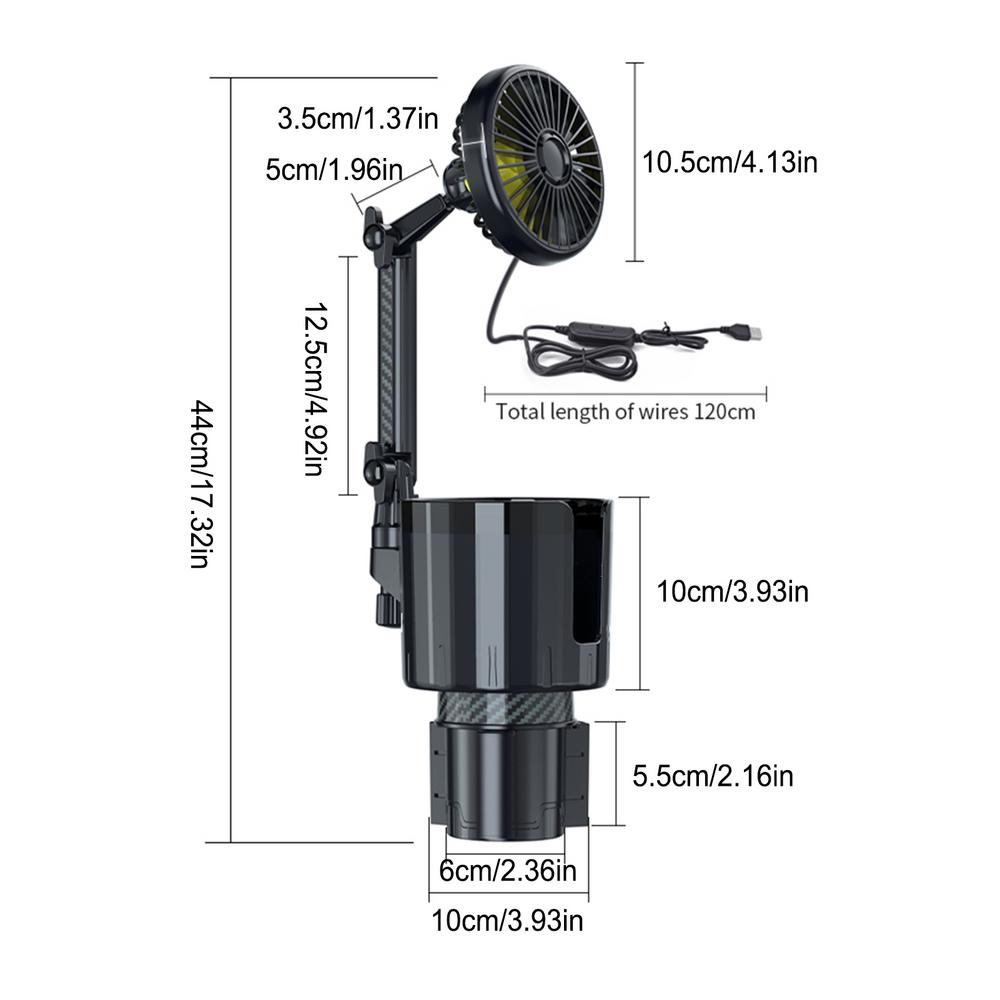 Car Cup Holder With Fan 2 In 1 12V/24V Auto Cooling Fan Vehicle Drinks Container Cup Holder Mounted Fan Car Accessories