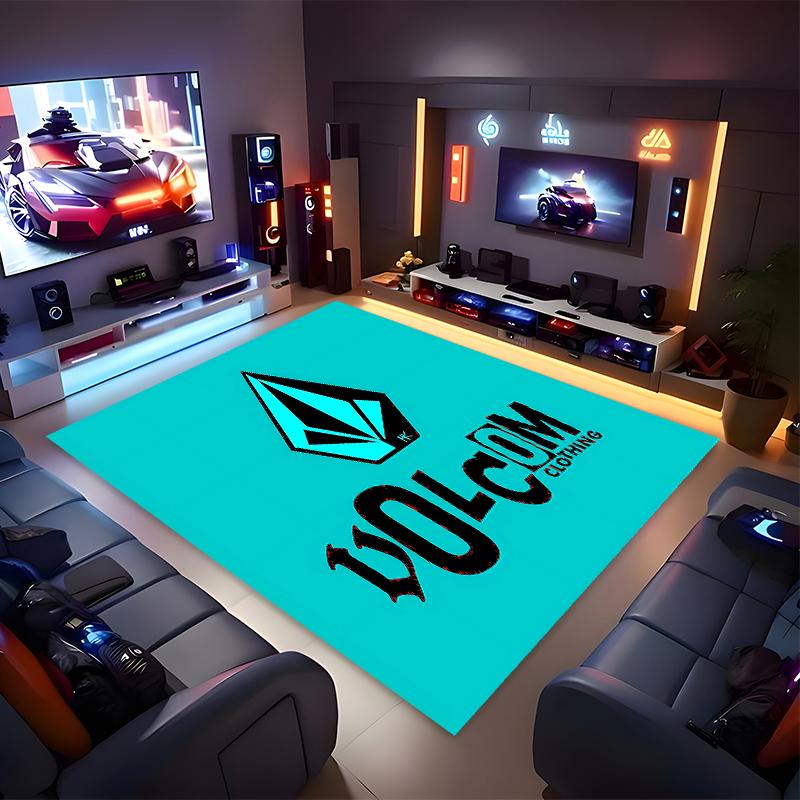 1pc V-VOLCOM LOGO5 Print Area Rug - Soft, Washable Non-Slip Indoor Mat for Office Chairs, Living Room, Home Office Decorative Rug