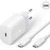 Комплект Быстрая Зарядка 25 Вт - E.F.CONNECTION - Кабель USB-C - для Samsung A14 A15 A16 a17 A36 A54 A56 S23 S24 S25- Белый