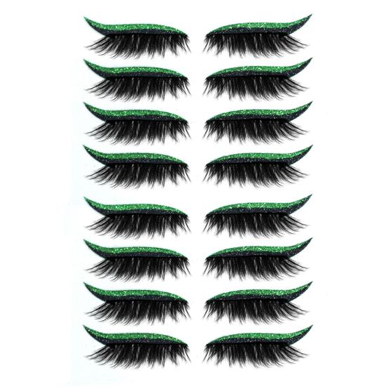 8 Pairs Lazy Eye Shadow Eyelash Patch Waterproof Glitter Eyeshadow Eyelashes Makeup Stickers Eye Makeup Stickers with False Lashes Shadow