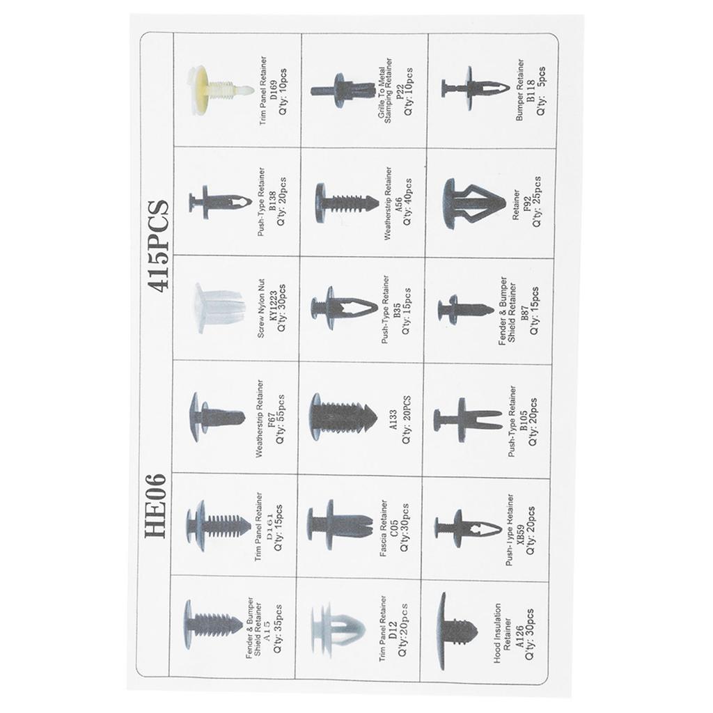 415Pcs 18 Sizes Assorted Clip Trim Car Push Pin Rivet Bumper Door Panel Retainer W Screwdriver