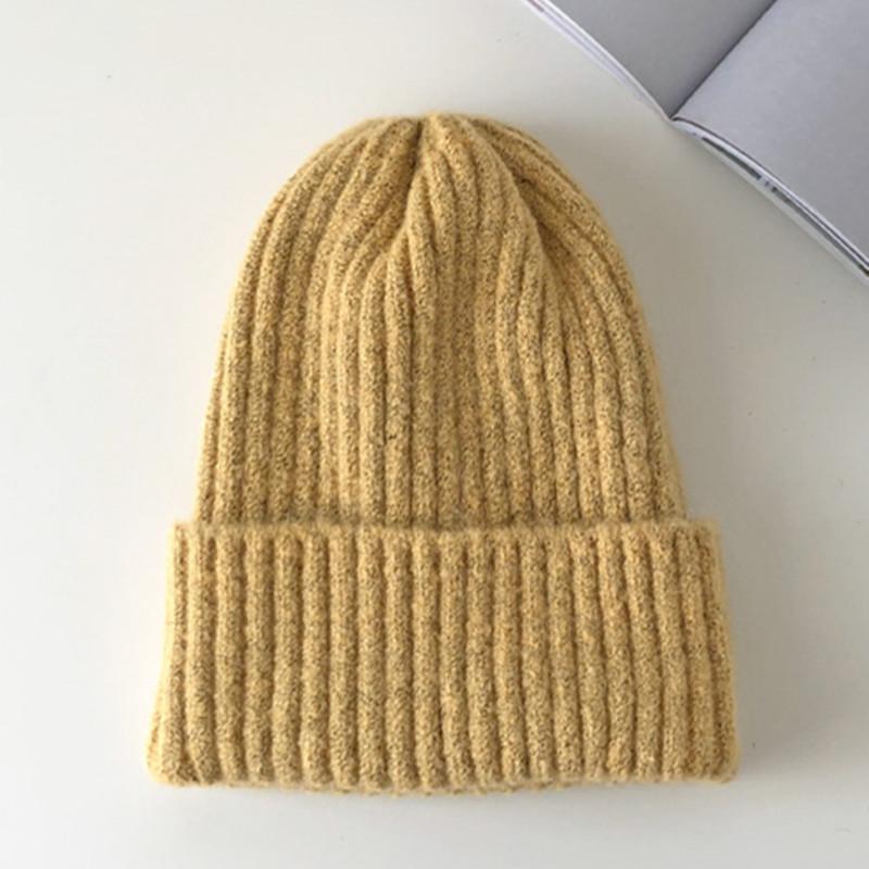 New Candy Colors Women Knitted Hat Warm Soft Trendy Hat Kpop Style Wool Beanie Elegant All-match Hat