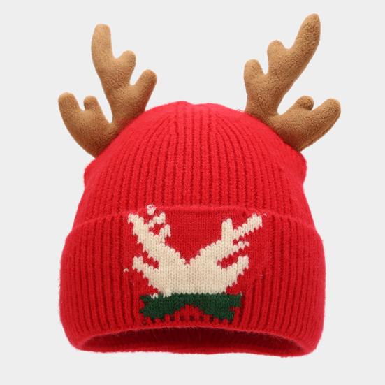 Комплект из 3 предметов: новогодняя шапка, шарф, перчатки, толстая вязаная теплая шапка с принтом рогов, эластичная защита ушей, ветрозащитная лыжная шапка-купол, комплект с шейным платком