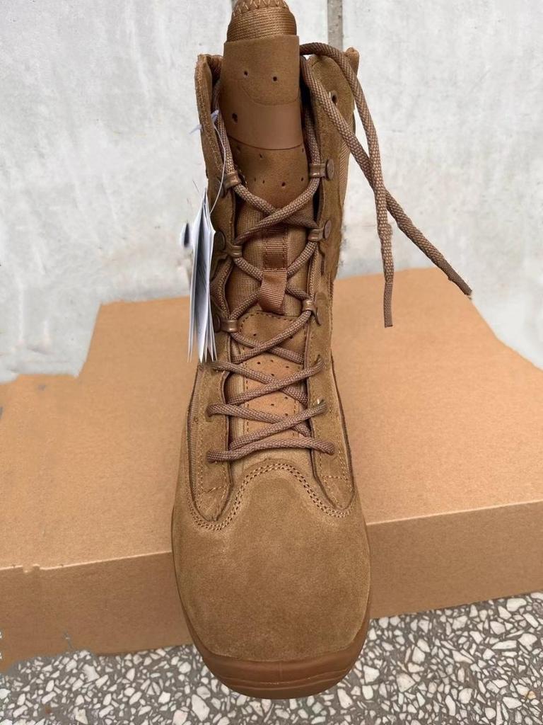 Мужские коричневые зимние тактические военные ботинки — дышащие, водонепроницаемые, устойчивые к проколам, с боковой молнией.