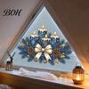 Non Adhesive Window Film Christmas Candle Static Glass Stickers, Removable Cling with Bow Pinecone And Pine Indoor Outdoor Decor Branch Pattern,