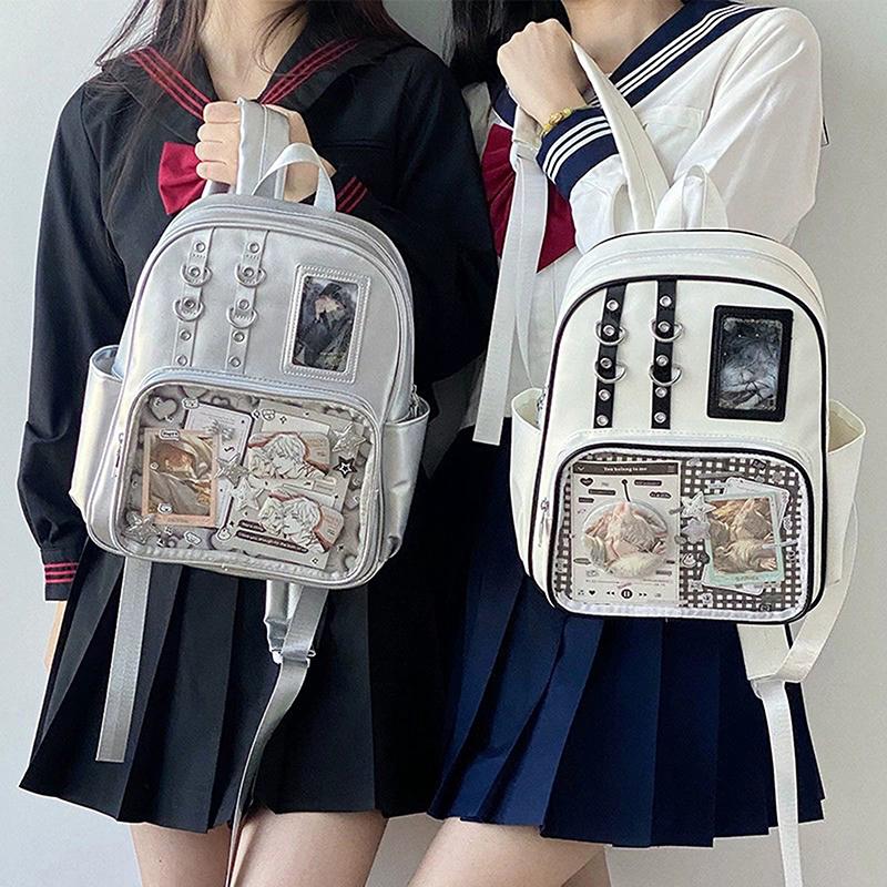 School Ita Bag Fashion Trends Transparent Zipper Backpack Preppy Style Soft Women Bags