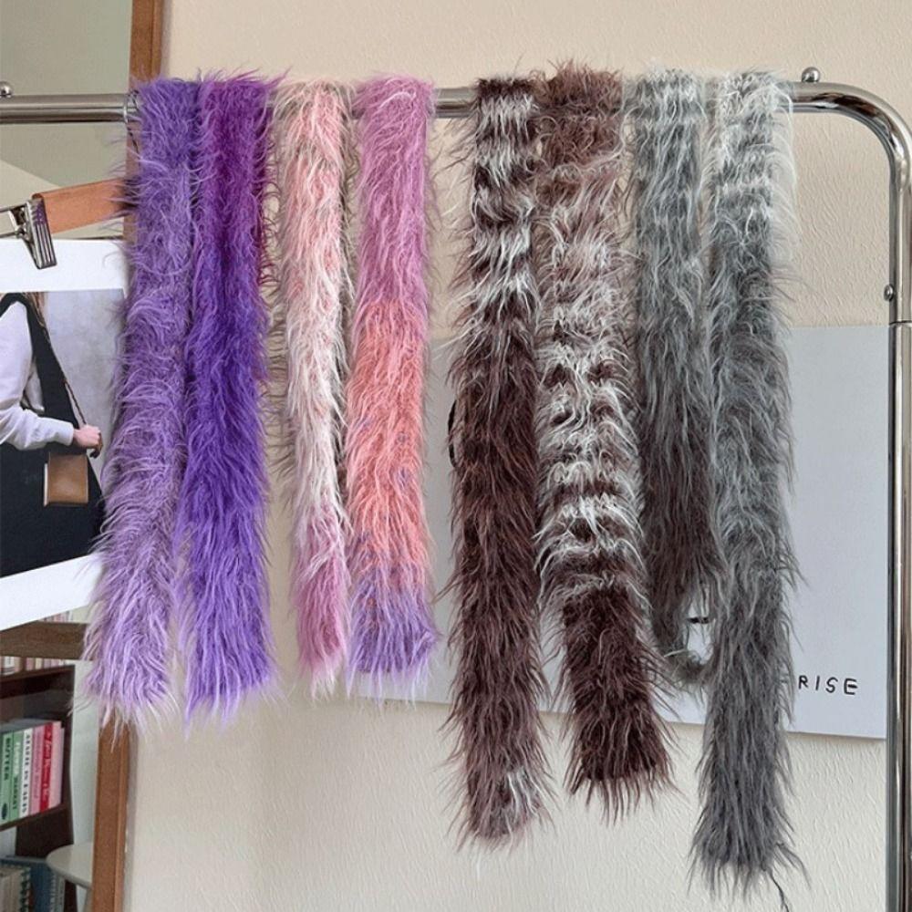 Gothic Punk Y2K Faux Fur Scarf Harajuku Choker Streamer Fashion Narrow Long Scarf Girl