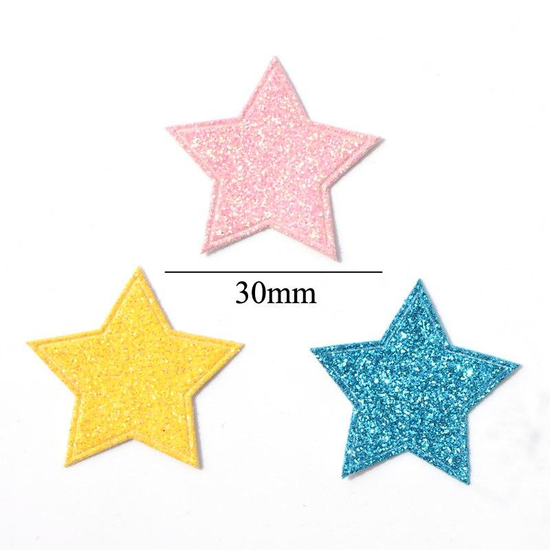 60Pcs Mixed Glitter Leather Patches Star Shape Applique for Craft/Clothes/Hairpin DIY Scrapbooking Accessories