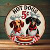 A Charming Long Dog Chef Design, Retro Hot Dog 5 Cents Decorative Sign - Versatile Wall Hanging Decorations for Home, Kitchen