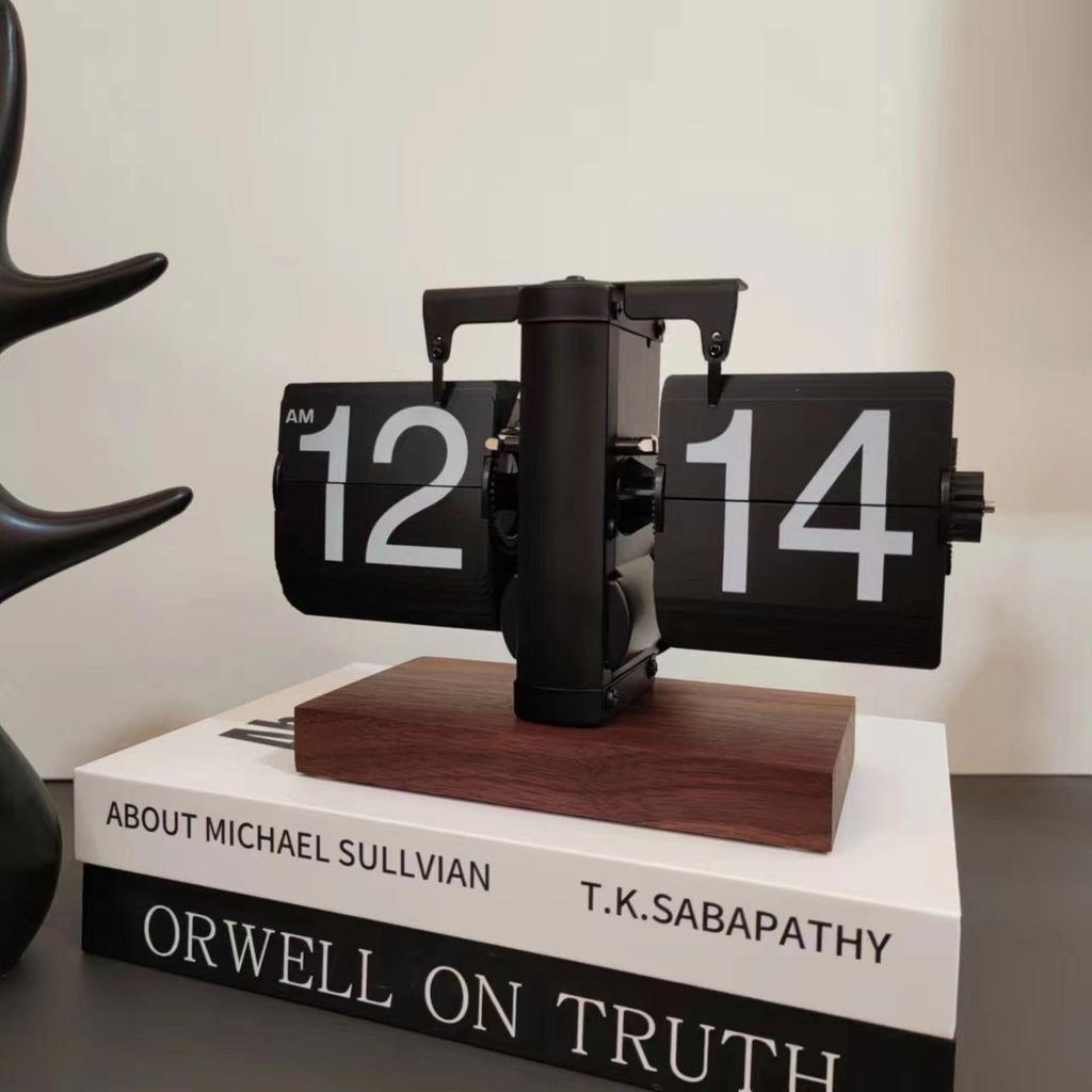 Creative Retro Flip Clock - Modern Simple Design, Ingenious Single-Leg Balance for Living Room Decor