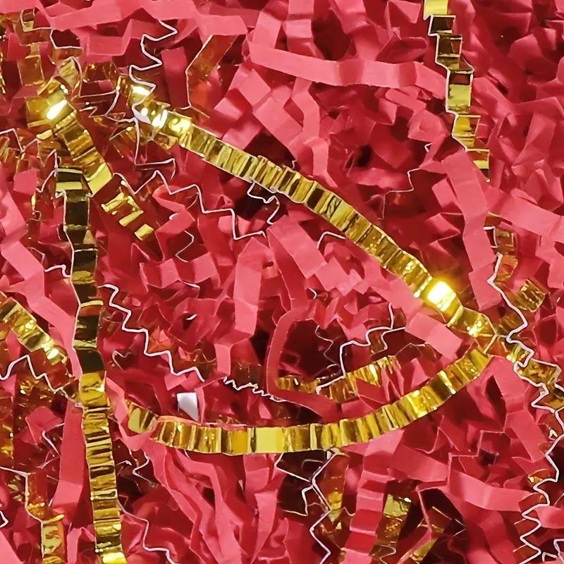 2 упаковки черно-красной смешанной золотой гофрированной бумаги для наполнения подарочных коробок, идеально подходит для упаковки и украшения подарков, 100 г/упаковка