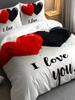 3D Love Heart Design Duvet Cover Set, 100% Polyester, Abstract Pattern, All-Season Soft Sanded Fabric Digital Bedding Set