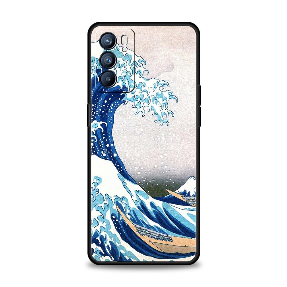 Япония Великая волна у Канагавы Чехол Для Oppo Reno8 Reno7 Reno6 Pro A54 5G Find X6 X5 A53 A52 A9 A15 A17 A16 A57 A31 Обложка